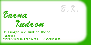 barna kudron business card